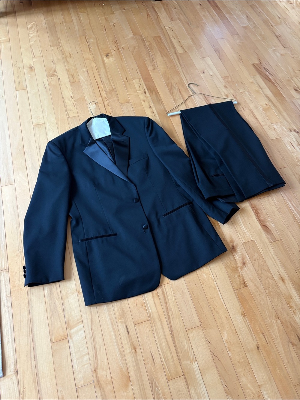 Men's Black Satin-Lapel Two-Piece Tuxedo